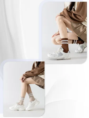 Miniatura 2 de YUWELL Calcetines crew a rayas para mujer, calcetines casuales de algodón cómodos para mujer, 4 pares, talla 5-10