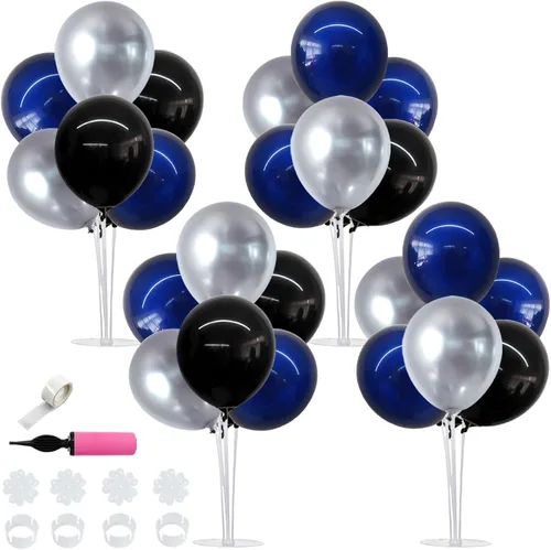 Miniatura 20 de TONIFUL Juego de 6 centros de mesa de globos de color azul marino y plateado para mesa, kit de arco de globos para decoraciones de graduación 2026