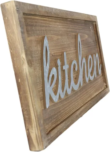 Miniatura 3 de Ebros Gift Placa de pared de madera y metal galvanizado para cocina, letrero para decoración del hogar, comedor, fiesta, anfitrión, 24 x 12 pulgadas