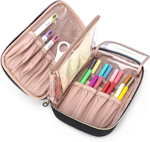 Miniatura 3 de Yarwo Estuche de transporte compatible con el juego de herramientas Cricut, bolsa organizadora de accesorios para bolígrafos de manualidades y Negro