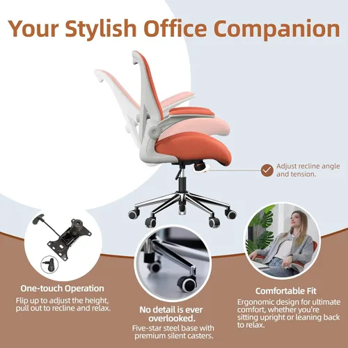 Miniatura 6 de Silla ergonómica de escritorio de oficina, cojín de asiento curvado grueso de tela suave con soporte lumbar ajustable, mezcla perfecta de comodidad