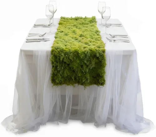 Miniatura 13 de 1 camino de mesa de musgo falso para manualidades de 11.81 x 78.74 pulgadas, rollo de hoja de musgo artificial impermeable para pared, techo