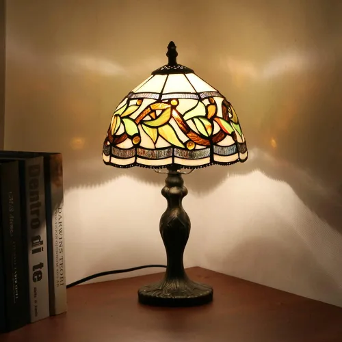 Miniatura 4 de Lámpara de mesa de vidrio teñido, estilo de cuentas de cristal de vidrio teñido, luz de mesa hecha a mano, luz nocturna de escritorio, mesita