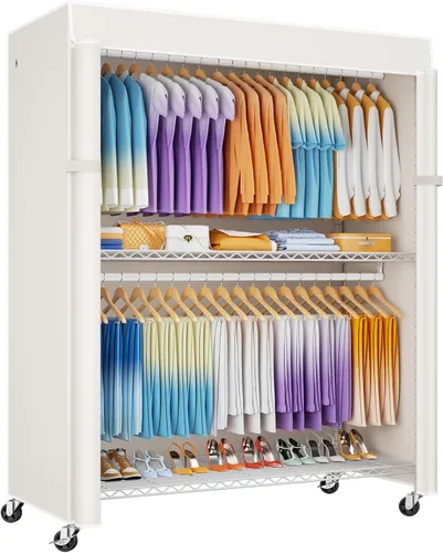 Miniatura 15 de ULIFHOME P8C Pro - Perchero resistente (con diseño de ancho extendido) para colgar ropa con ruedas bloqueables, 42 pulgadas de ancho x 15.8 pulgadas