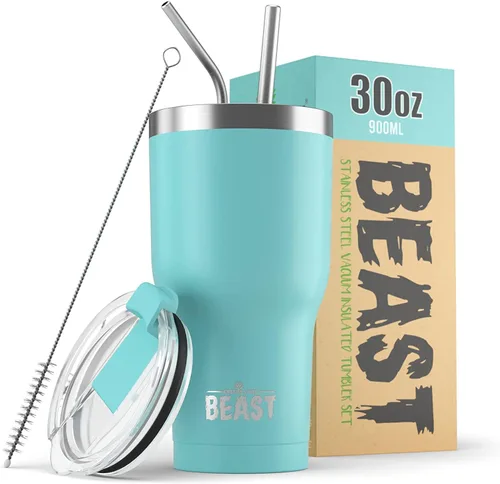 Miniatura 29 de Beast Vaso Térmico de 30 oz de Acero Inoxidable con Aislamiento al Vacío para Café y Hielo de Doble Pared Termo de Viaje (Rojo Arándano)
