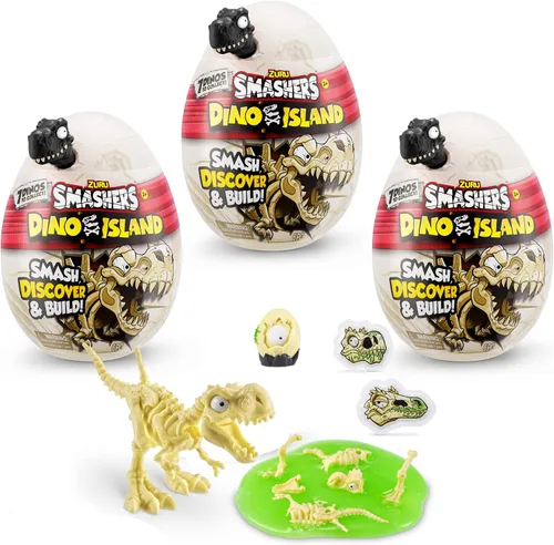 Miniatura 7 de Smashers Dino Island - Calavera gigante de ZURU – Incluye más de 30 sorpresas, juguetes para niños llenos de mini juguetes de dinosaurio, slime
