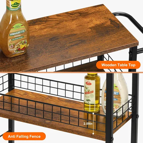 Miniatura 3 de YBING - Carrito de almacenamiento delgado, carrito de servicio rodante para la cocina de 4 niveles con ruedas, carrito móvil estrecho con asa