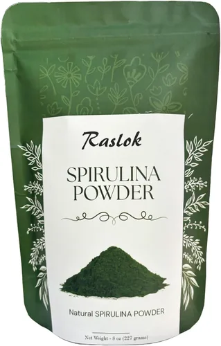 Raslok Polvo de espirulina pura | Apoyo inmunológico y antioxidantes | Sin relleno y sin OMG, rico en proteína vegana (8 onzas)