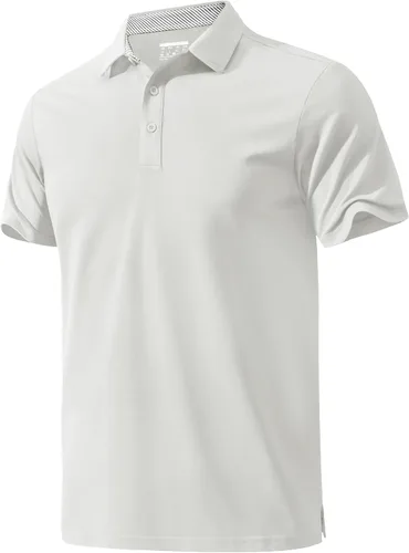 Miniatura 11 de MAGNIVIT Camisas polo de manga corta para hombre, camisas de golf atléticas que absorben la humedad, camisa casual de algodón con cuello de 3 botones