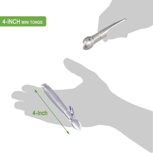 Miniatura 6 de HINMAY Pinzas para azúcar de 10,16 cm, mini pinzas para servir, acero inoxidable, pinzas para aperitivos, juego de 4