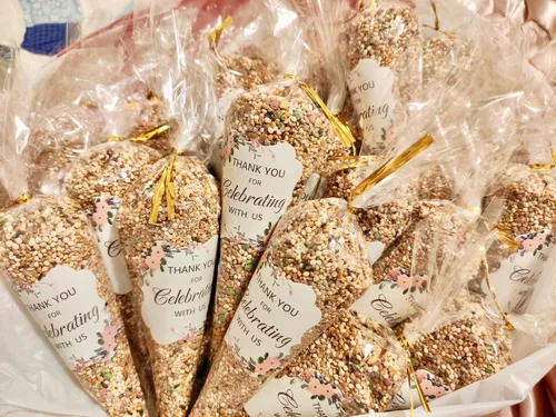 Miniatura 3 de COOLAKE Bolsas de golosinas en forma de cono, 100 unidades de 7 x 14.5 pulgadas, bolsa de celofán, bolsa de palomitas de maíz con lazos giratorios
