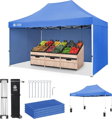 Miniatura 13 de CROWN SHADES Carpa Toldo Desplegable, Carpa Toldo Comercial 8x8 con 4 Paredes Laterales, Ruedas de 4", 4 Pesos Mejorados, Centerlock Patentado, Tela