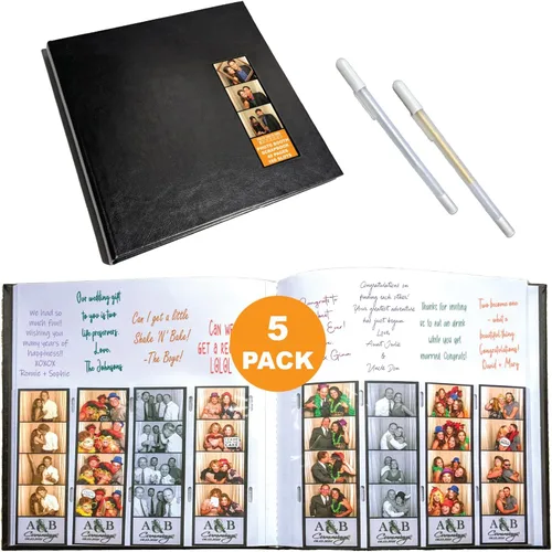 Miniatura 10 de Álbum de cabina de fotos (1 unidad), cubierta blanca, 40 páginas blancas, 160 ranuras para tiras de fotos de 2 x 6, ranura para fotos de cubierta