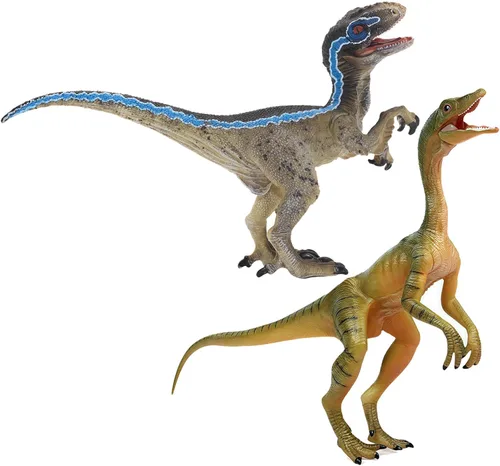 Miniatura 4 de Gemini&Genius Velociraptor Compsognathus - Juguetes de dinosaurio, figuras de acción de dinosaurio con mandíbula y manos móviles, juguetes de Raptor