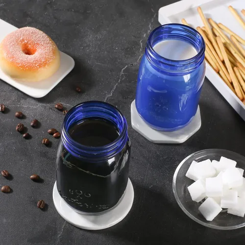 Miniatura 5 de Amzcku Tarros azules de 16 onzas con tapas, tarro de conservas de boca regular, paquete de 6 recipientes de vidrio multifuncionales