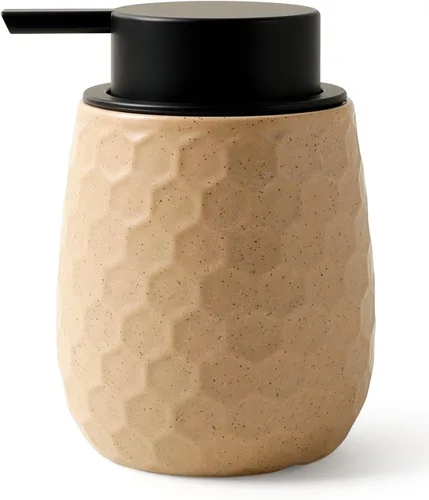 Miniatura 10 de Dispensador de jabón espumoso, dispensador de jabón de manos de espuma de cerámica de 12 onzas con diseño de panal para cocina o baño, dispensador