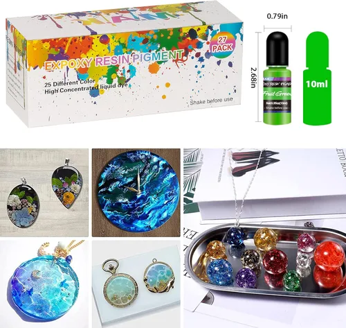 Miniatura 5 de M.A.K - Pigmento de resina epoxi, 27 botellas de tinte líquido transparente, colorante de resina de alta concentración para manualidades, coloración
