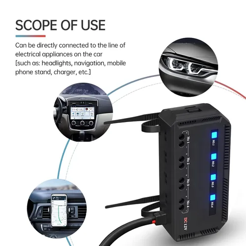 Miniatura 4 de Caja de 4 vías y relés, kit de bloque de caja de relé de 12 V 20 A con indicador LED, caja de bloque de relé universal para motocicleta, automóvil