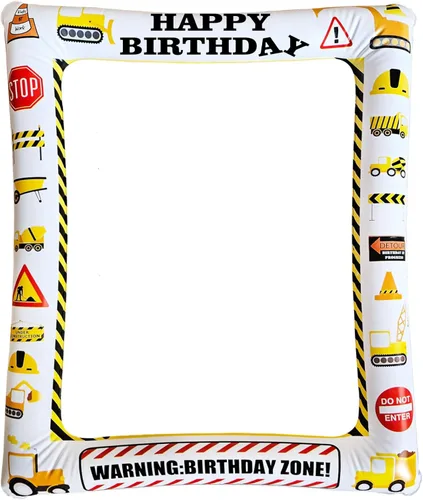 Miniatura 4 de 1 pieza de temática de construcción inflable para cabina de fotos selfie, camión volquete gigante, excavadora, grúa, zona excavadora, fiesta, marco