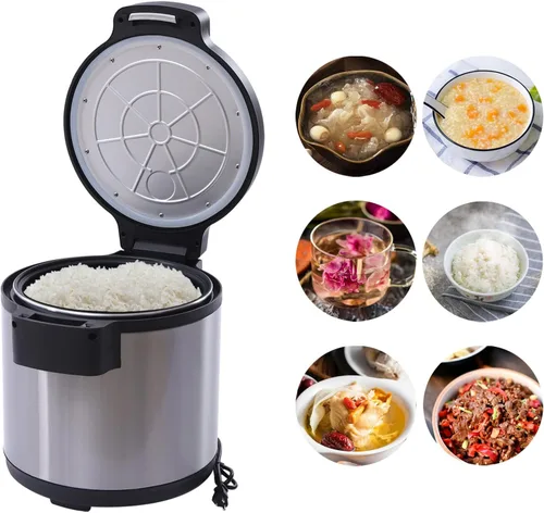 Miniatura 6 de Calentador de arroz de 95 tazas de 19L para restaurante comercial, 110 V, 110 W, calentador eléctrico de alimentos con función cálida, calentador