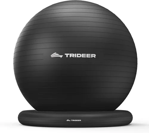 Trideer Yoga Ball Chair with Base for Office Desk, Exercise & Stability Ball Seat, Pilates Ball for Core Training, Pregnancy Ball for Comfort, Back