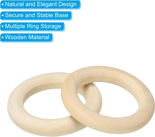 Miniatura 4 de PATIKIL Anillos de madera natural de 1.4 pulgadas de 1.378 in, 30 piezas de 0.236 in de grosor, anillo de madera sin terminar, círculo de lazo