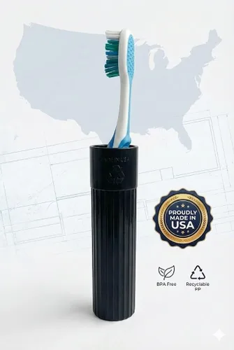 Miniatura 6 de American Comb Soporte para Cepillos de Dientes - Negro, Fabricado en EE.UU., con Orificios de Ventilación, para Fundas de Cepillos de Dientes