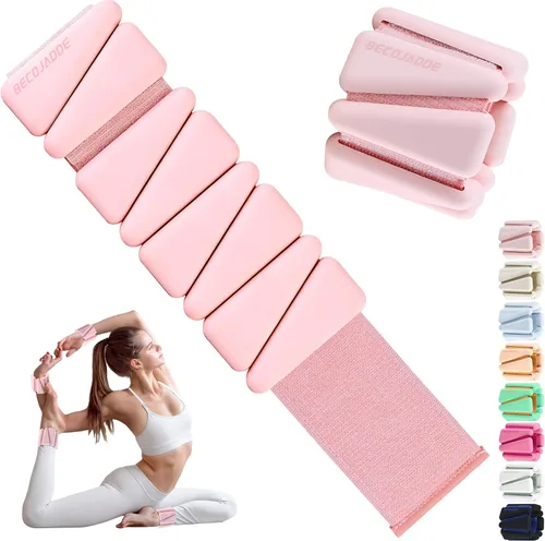 Miniatura 30 de BECOJADDE Pesas de Tobillo para Mujeres Pesas de Muñeca Juego de 2 (1 lb/2 lbs Cada Una) Peso Ajustable para Brazo y Pierna para Mujeres y Hombres
