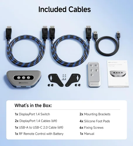 Miniatura 7 de Cable Matters Conmutador DisplayPort 1.4 de 32.4 Gbps con control remoto, 3 entradas 1 salida, compatible con 8K 60Hz / 4K 240Hz, conmutador