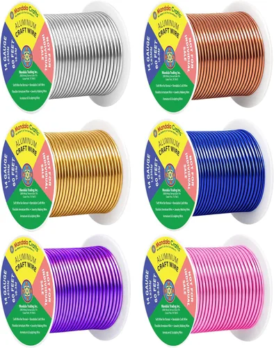 Miniatura 115 de Mandala Crafts - Alambre de aluminio anodizado de 8 calibre para hacer joyas - 9.75 m de alambre flexible negro colorido - Flexible para bonsái