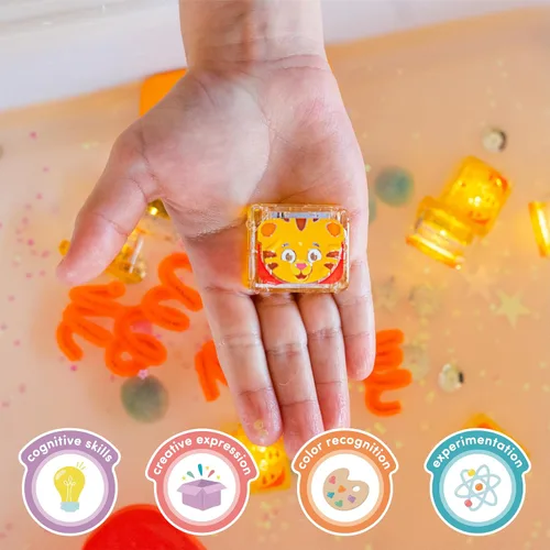 Miniatura 6 de Glo Pals x Daniel Tiger's Neighborhood - Juguete de baño activado por agua con 4 cubos reutilizables iluminados para juegos sensoriales (solo cubos)