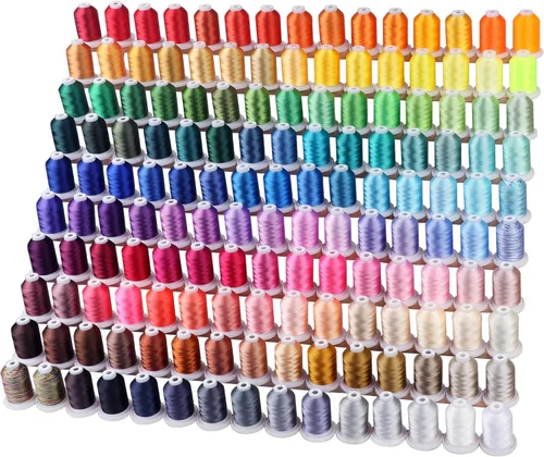 New brothread Hilo para máquina de bordar, 150 colores, compatible con Brother & Janome, hilo de bordar de poliéster 40WT 1000M/1100YD cada carrete