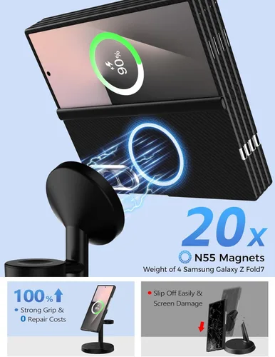 Miniatura 3 de Cargador inalámbrico magnético para Samsung, estación de carga súper rápida 3 en 1 compatible con MagSafe, soporte de cargador de teléfono para Negro