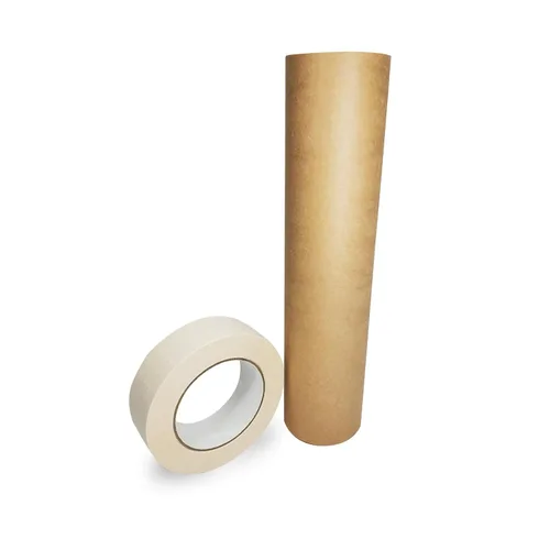 Miniatura 13 de IDL Packaging Juego de papel de enmascaramiento y cinta, papel marrón de 18 pulgadas x 60 yardas (6 rollos) y cinta blanca de 1.41 pulgadas x 60