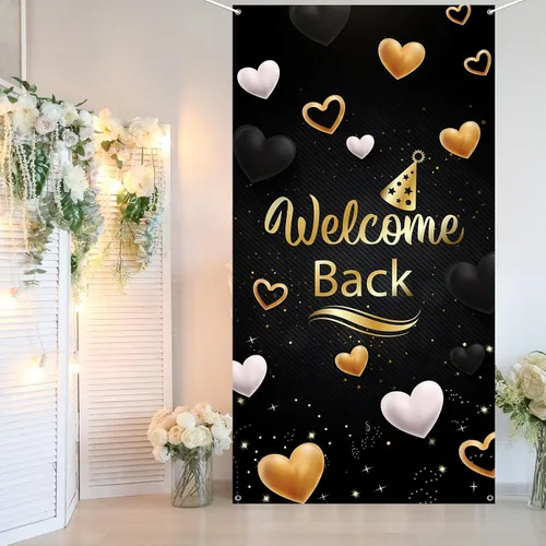 Miniatura 6 de Cartel de bienvenida para puerta, decoración de cubierta de puerta de fiesta de regreso a casa, fiesta de jubilación, fondo de fondo para cabina