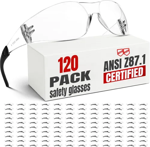 Miniatura 15 de Gafas de seguridad transparentes, paquete de 12, gafas de seguridad para hombres y mujeres (certificado ANSI Z87.1), gafas de seguridad Z87 a prueba