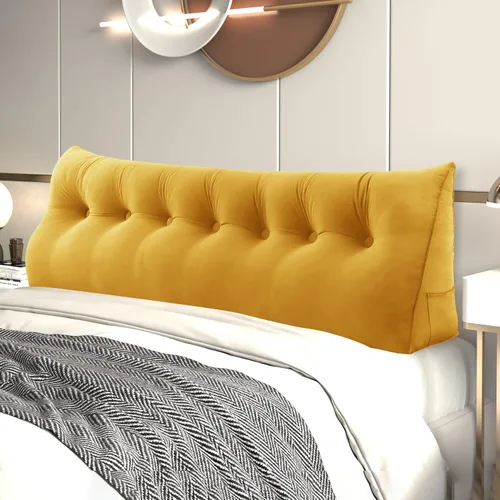 Miniatura 15 de Almohada de Cuña para Cabecero, Almohada Bolster Grande para Lectura, Almohadas para Sentarse en la Cama para Adultos, Cojín Triangular de Amarillo