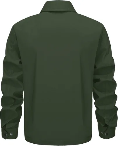 Miniatura 4 de EKLENTSON Chamarras ligeras para hombre, con cremallera completa, cuello de golf, cortavientos, con bolsillos con cremallera