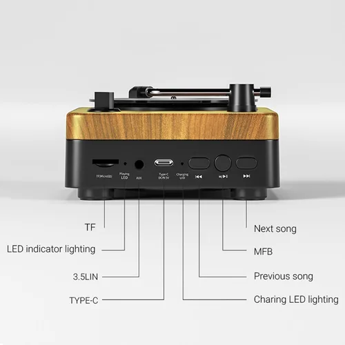 Miniatura 5 de Docooler Altavoz Bluetooth retro, reproductor de discos de vinilo, receptor Bluetooth integrado y altavoces estéreo, altavoces Bluetooth portátiles