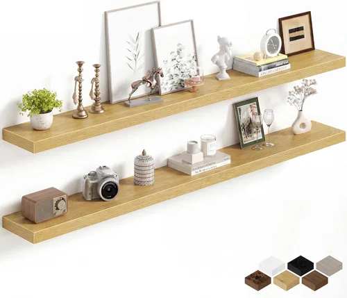Miniatura 83 de Fun Memories Estantes flotantes de 16 pulgadas para pared, estantes de 8 pulgadas de profundidad para baño, dormitorio, cocina, montaje en pared