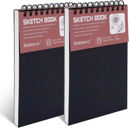 Miniatura 6 de Cuaderno de bocetos de 5.5" x 8.5", bloc de bocetos con 60 hojas (68 libras/100 g/m²), paquete de 1 bloc de dibujo, libro de dibujo libre de ácidos