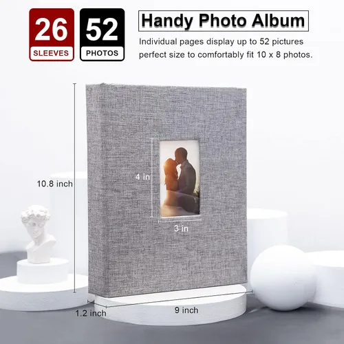 Miniatura 6 de Vienrose Álbum de fotos pequeño de 4 x 6 pulgadas, paquete de 2 mini libros de fotos con cubierta de lino, 26 páginas con capacidad para 52