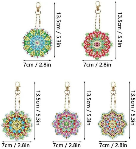 Miniatura 2 de Llavero de pintura de doble cara con diamantes 5D, llavero de pintura de diamantes de imitación para cartera, llaveros, correas de teléfono, bolsa