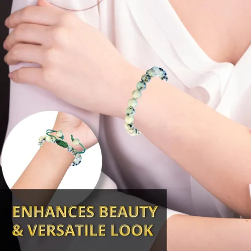 Miniatura 186 de Adjustable Crystal Bracelet – Gemstone Bead Bracelet with Adjustable Macrame String – Chic Gemstone Bracelet for Men and Women – 8mm Round Healing