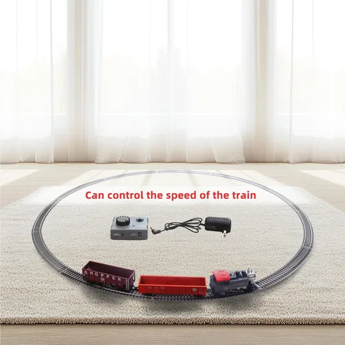 Miniatura 2 de Juegos de Tren Eléctrico a Escala HO 1:87, Juego de Tren Locomotora Negra con Control Remoto, Paquete de Energía de Vía y Control de Velocidad