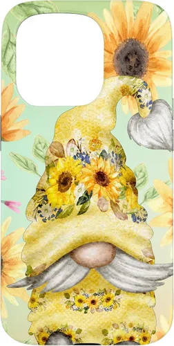 Miniatura 14 de iPhone 14 Pro Max Gnomo de girasol para jardín mamá hippies lindo patrón de verano caso