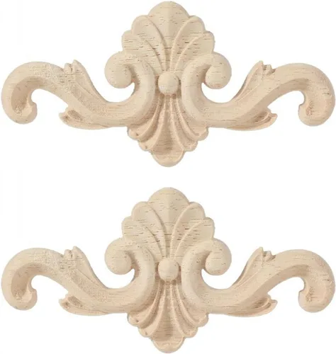 Miniatura 29 de Apliques de madera - Onlays tallados a mano (sin pintar) para puerta, pared, gabinete, chimenea y armario