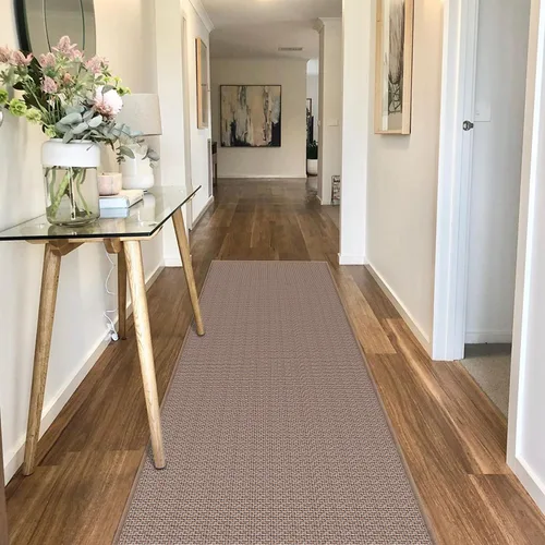Miniatura 48 de GOYLSER Alfombras de yute de 15 pies para pasillo, alfombra de cocina, antideslizante, lavable, absorbente, alfombra de pasillo color beige