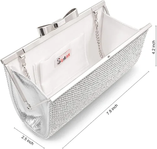 Miniatura 4 de Sumnn Bolsa de mano de noche, cóctel, graduación, diamantes de imitación brillantes, para novia y dama de honor, boda, fiesta, formal, para mujer