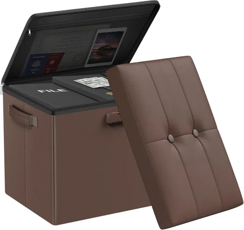 Miniatura 29 de DocSafe Banco otomano de almacenamiento con cerradura, banco plegable ignífugo de 30 pulgadas, reposapiés taburete, baúl de almacenamiento seguro